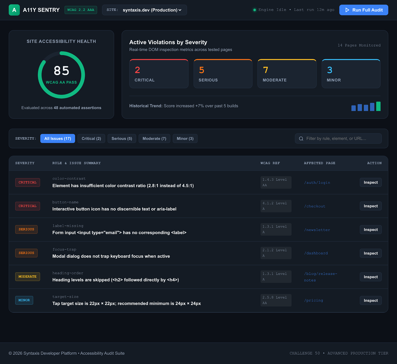Accessibility Audit Dashboard