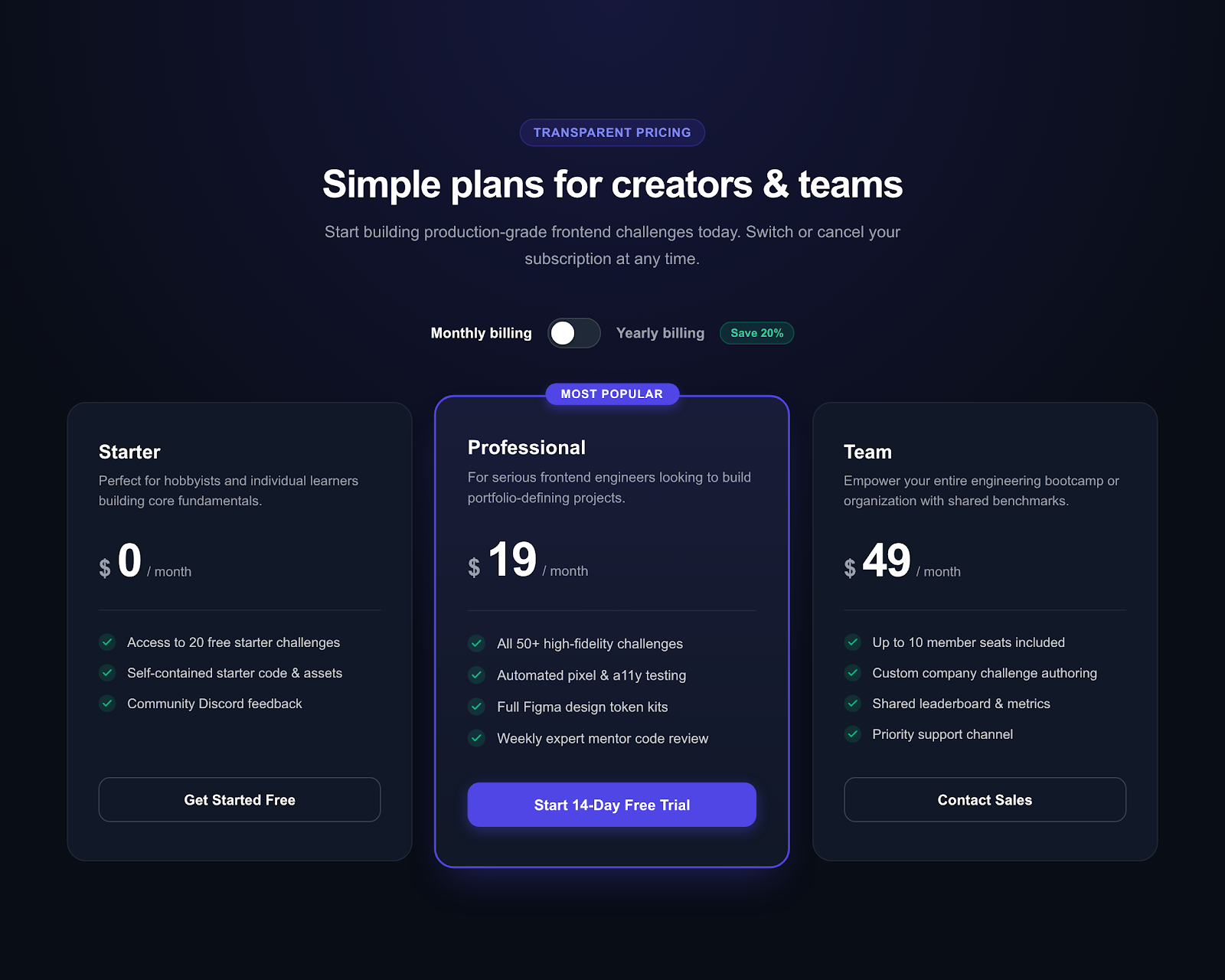 SaaS Pricing Toggle
