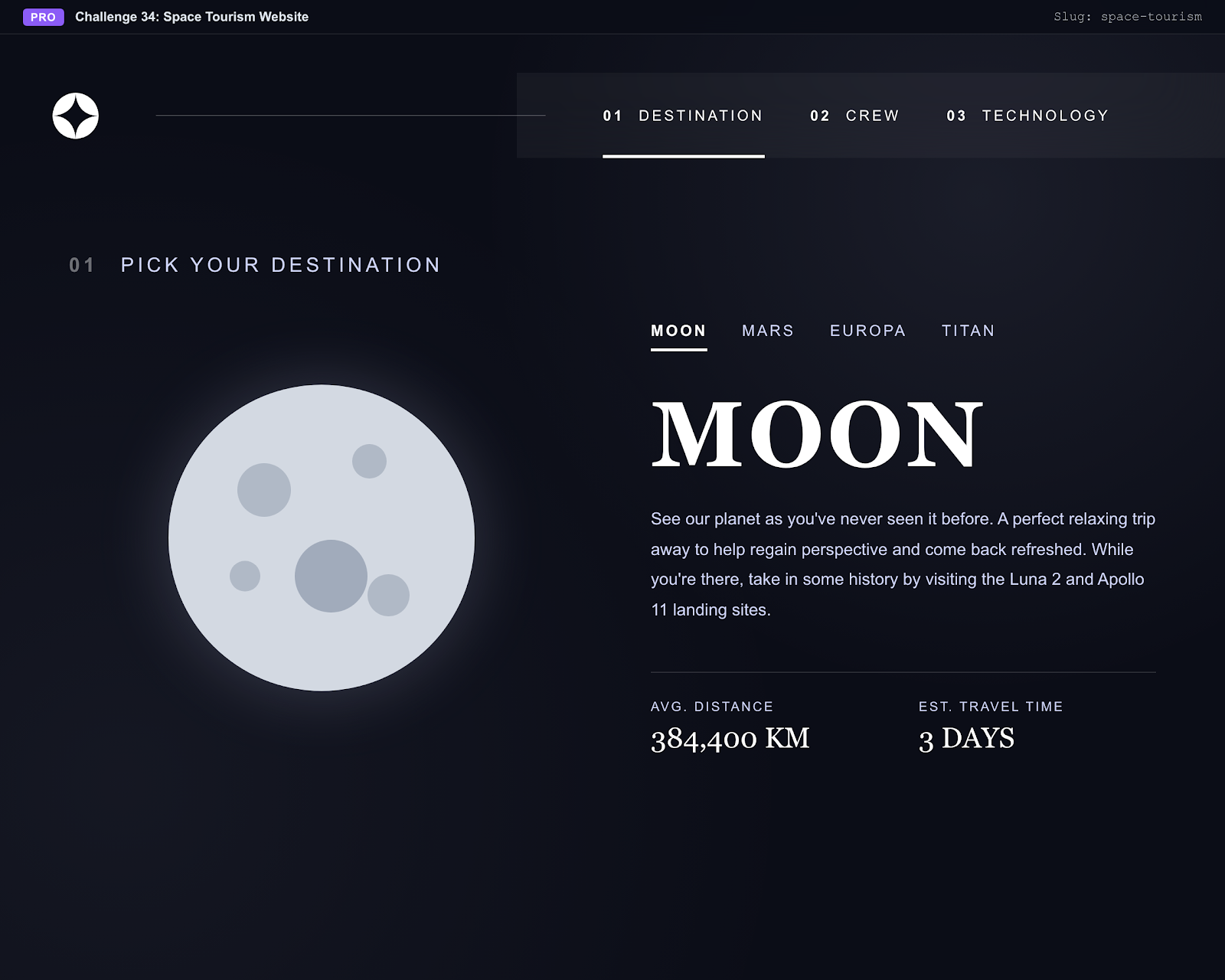 Space Tourism Website